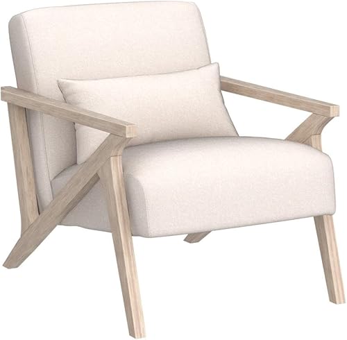Miniatura 5 de INZOY Silla moderna de mediados de siglo con marco de madera, sillón tapizado con cojín de cintura, silla decorativa para sala de estar, dormitorio,
