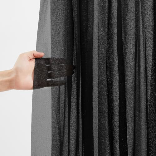Image of Black Wedding Arch Draping Fabric 1 Panel 30'' x 20FT Black Drapes Sheer Fabric Backdrop Arch Draping Fabrics for Wedding Ceremony Birthday Party Bridal Shower Decoration