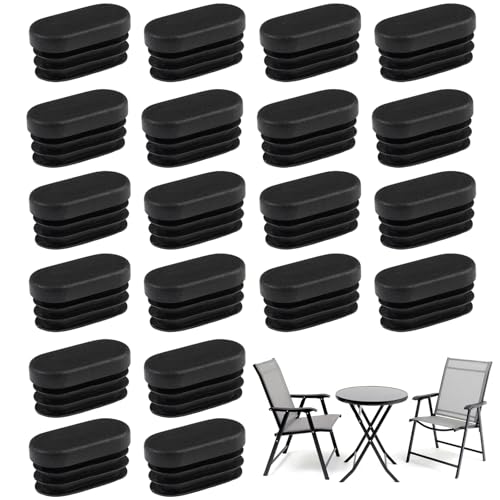 20 Stück 39x20x19 mm Stuhlbeinkappen Outdoor, Antirutsch Oval Fußkappen für Gartenstühle, Geräuschreduzierung Stuhlfüsse Bodenschutz, Kunststoff Schutzkappen für Möbel für Oval Stahlrohrstühle