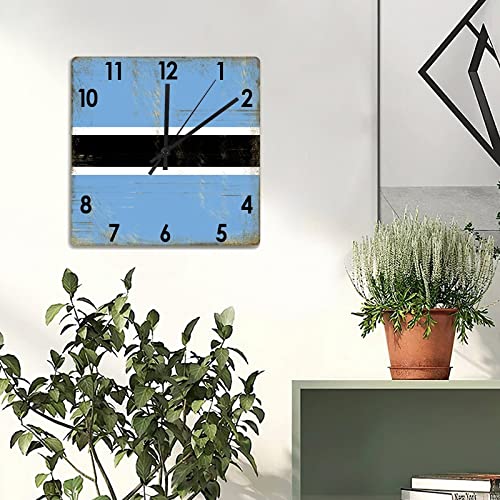 Horloge murale en bois drapeau Botswana 38 cm mouvement quartz silencieux