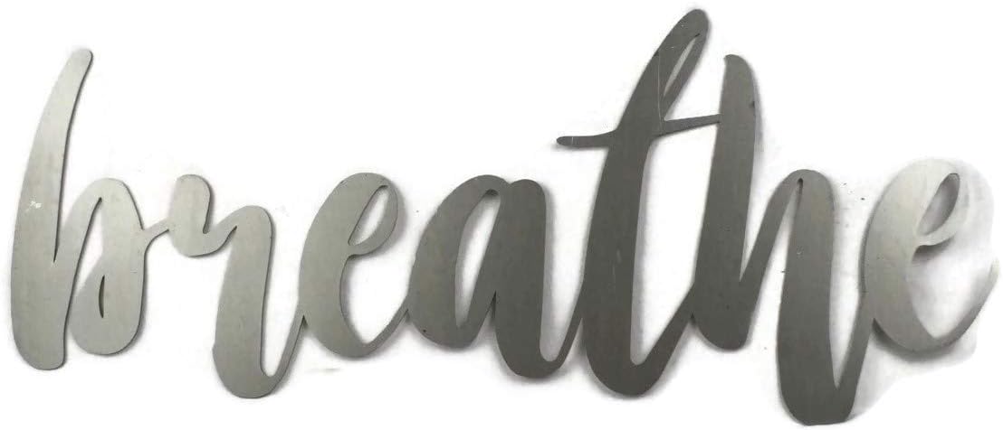 Steel Metal Script Word Art - Various Sizes and Finishes (breathe Small 16x7, Raw, Unfinished Steel)