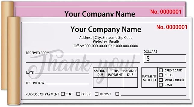 Custom Invoice Book,Replica Sales Receipt Form,2 Part/3 Parts Carbon-Free NCR Books,Custom Receipt Book,Estimates,Quote Forms with Business Name Logo Receipt-A, 2 Part[White/Red]