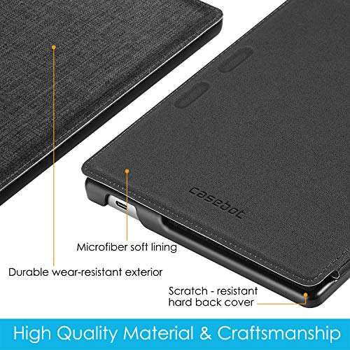 Casebot Slimshell Case For All-New Kindle Oasis (10Th Generation, 2019 Release And 9Th Generation, 2017 Release) - Premium Fabric Lightweight Protective Cover With Auto Wake Sleep, Denim Charcoal #TOP2