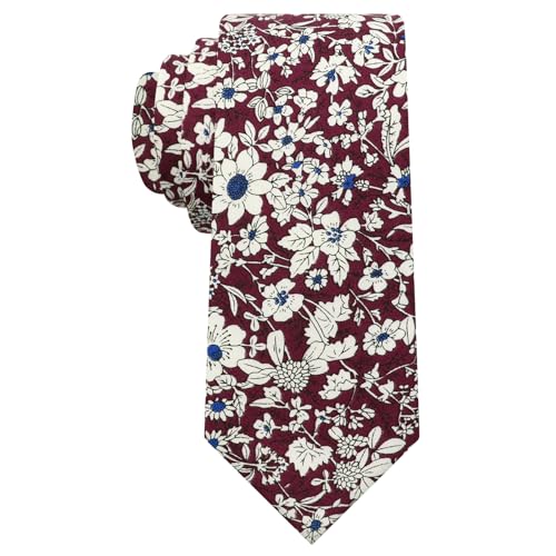 Image of Luckyvestir Ties for Men, Sage Green Cotton Floral Tie 2.76 inch Flower Printed Men's Neckties for Wedding /Groomsmen /Suit /Party