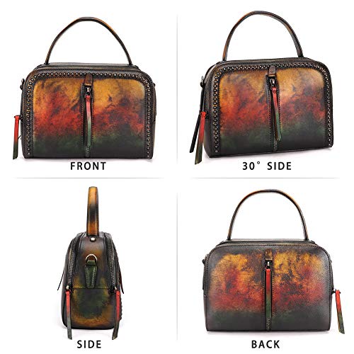 Ivtg Genuine Leather Crossbody Bag For Women Vintage Handmade Top Handle Handbag Satchel (Multicolor2) #TOP3