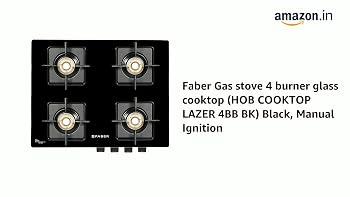 Faber Gas stove 4 burner glass cooktop (HOB COOKTOP LAZER 4BB BK ...