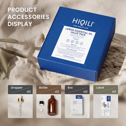 Image of HIQILI Lemon Essential Oil Set for Business Purchase, Freshen Air, Home Use | Enjoy a Fresh and Clean Scent for Air Freshening, DIY Sprays, and Mood Lifting - 30mL / 1 fl oz (12 pack)