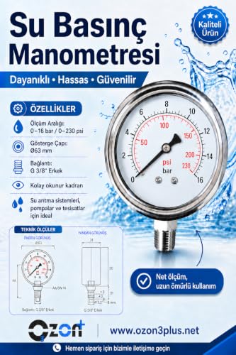 Ozon Plus Manometre 0-16 Basınç Ölçer - Basınç Göstergesi