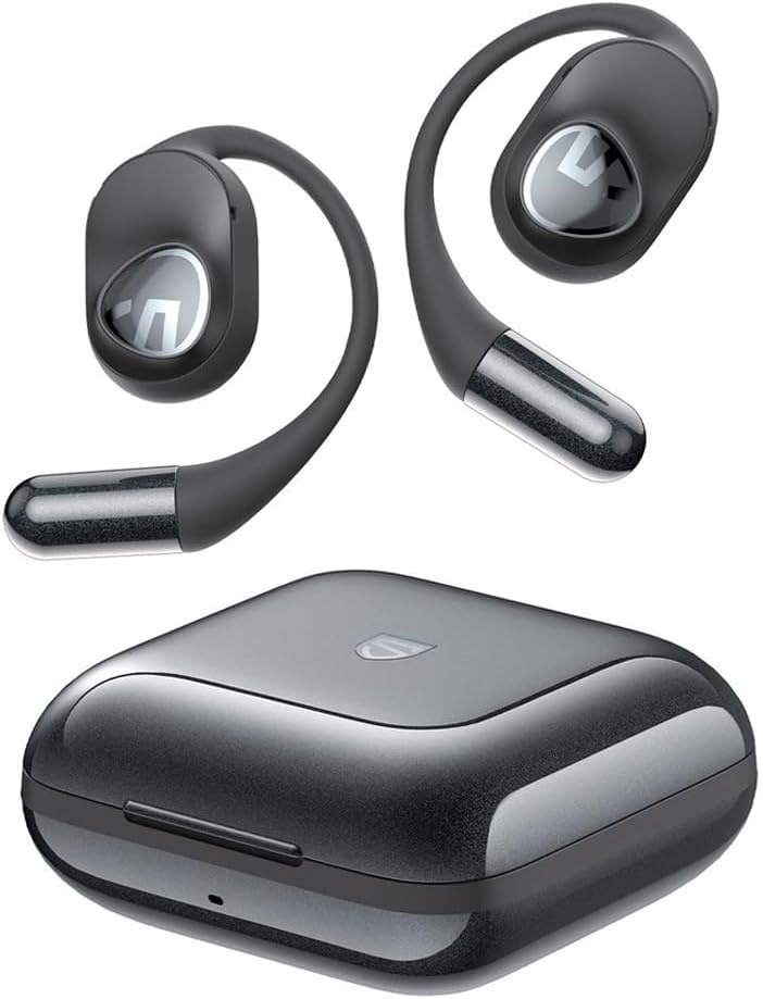 Sound peats Gofree 2+ Wireless Open Ear Earphone True Wireless with 39hrs Playtime, Dual ENC Mic, Gaming Mode, App Control, Bluetooth 5.3 Type C Fast Charging, IPX5 Waterproof (Black)