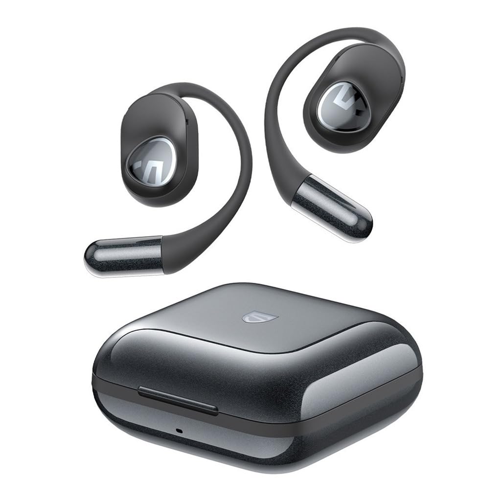 Sound peats Gofree 2+ Wireless Open Ear Earphone True Wireless with 39hrs Playtime, Dual ENC Mic, Gaming Mode, App Control, Bluetooth 5.3 Type C Fast Charging, IPX5 Waterproof (Black)
