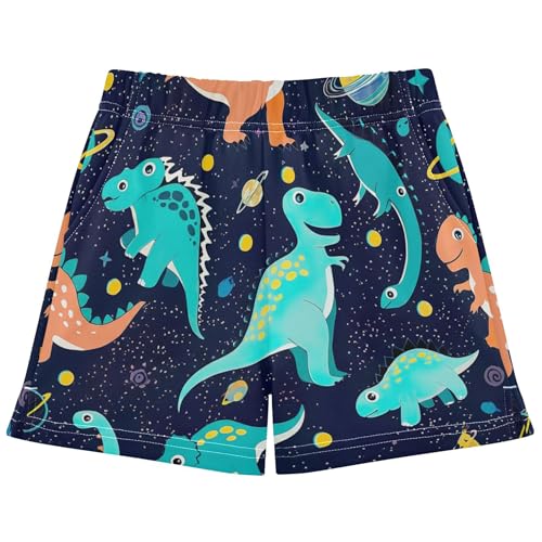 Girls Cute Dinosaurs Shorts Blue Orange Fun Animal Comfy Pajama Athletic Casual Summer Shorts Kids Teen, X-Small
