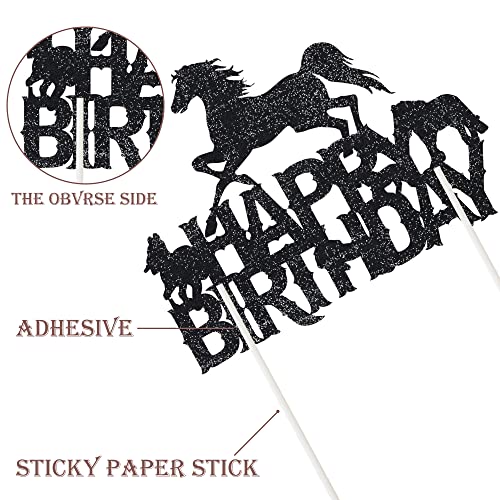 Horse Happy Birthday Cake Topper Horse Racing Party Glitter Cake Decoration For Horse Theme Birthday Party Supplies #TOP2
