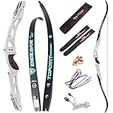 TOPOINT ARCHERY Endeavor Recurve Bow Package Adult Archery Competition Athletic Bow Target Recurve Bow ILF Limbs, String,Right Handed (Black, 70''/28LB)