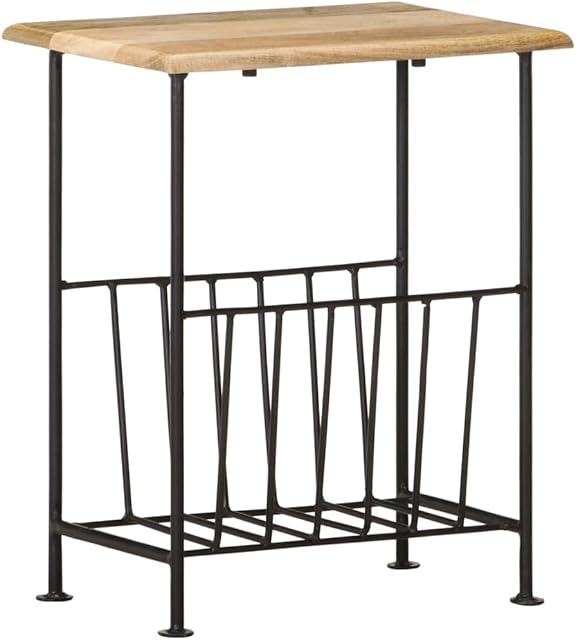 Magazine Rack 40x30x50 cm Solid Mango Wood and Steel,Cabinets & Storage,Magazine Racks,