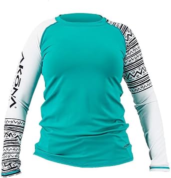 AKONA Womens Long Sleeve Rash Guard, Sun Shirt SPF50+, and Watersports Top. Snorkeling, Surfing, Paddling, Kayaking, Diving