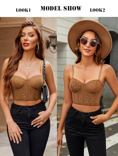 Image of Avidlove Corset Tops for Women Push Up Bustier lingerie Mesh Sexy Going Out Party Club Top