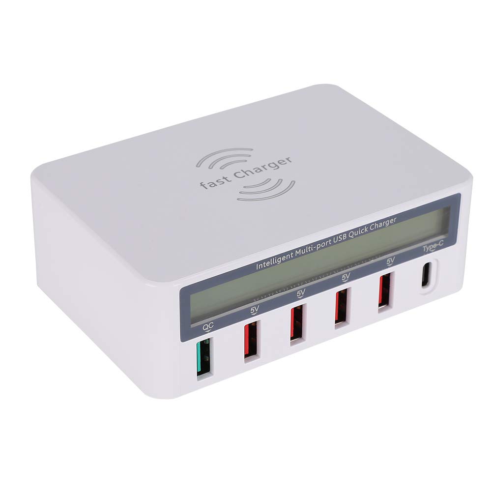 Agatige Caricatore rapido per Telefono Cellulare Port, Adattatore Multi-shunt USB 3.0 da 100-240 V con Ricarica Wireless per la Maggior Parte degli Smartphone(#5)