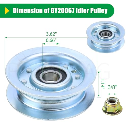 POSFLAG GY22172 Idler Pulley Replaces GY20067 Idler Pulley John Deere GY20067, John Deere GY22172 Mower Deck Drive Sheave, John Deere Idler Pulley GY22172 for John Deere D140 E160 L120 LA115 Tractors - Thumbnail 4
