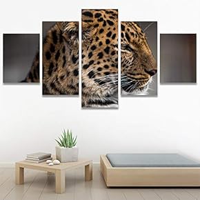 SIGNWIN 5 Panel Canvas Wall Art Animals Cheetah...