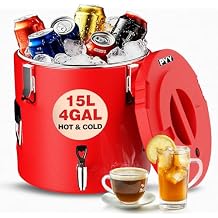 PYY Insulated Beverage Dispenser - 4 Gallon Stainless Steel Coffee Carrier with Spigot Handle, Commercial Thermal Container for Chocolate Iced Juice Tea, Milk Hot and Cold Drink