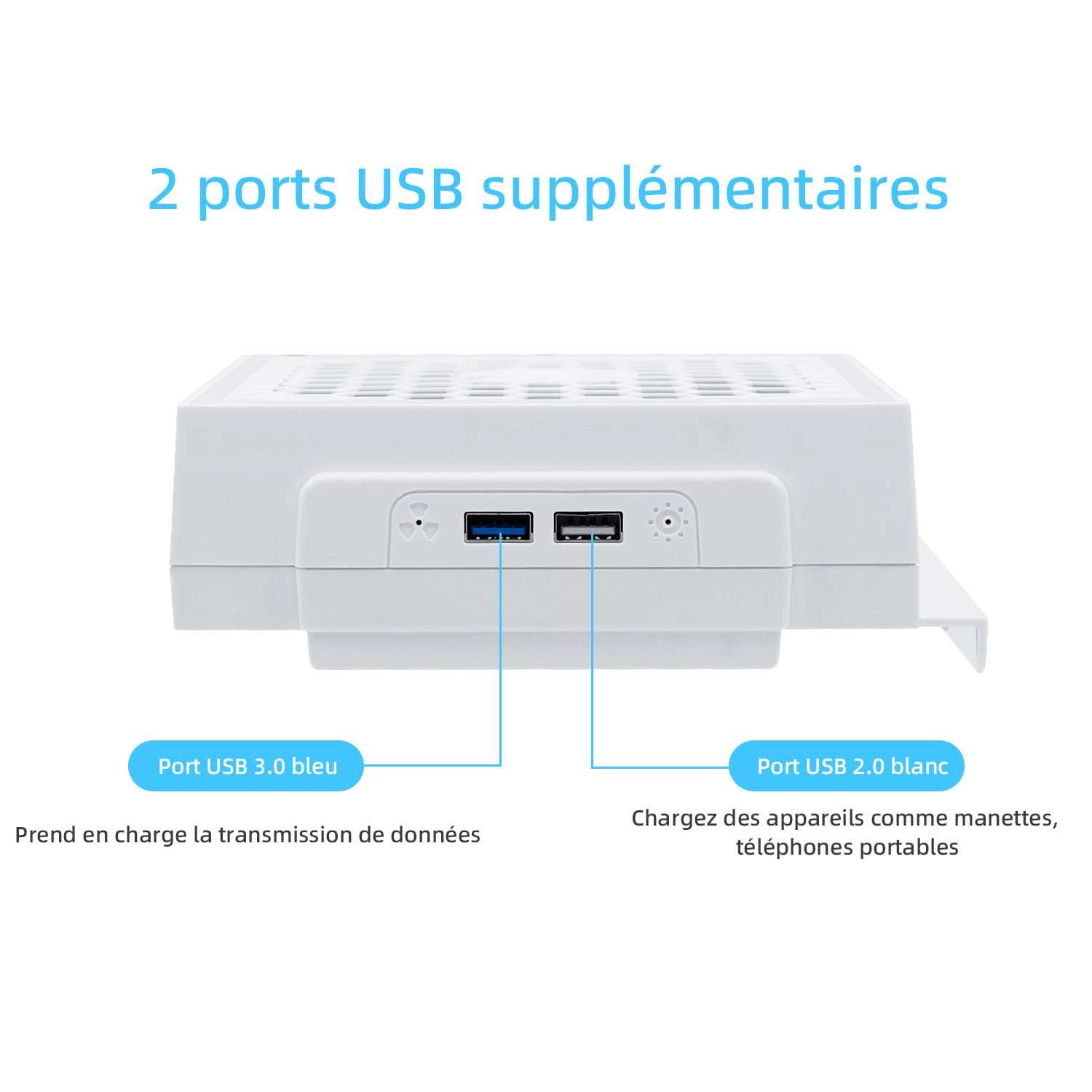 Mcbazel Horizontal Ventilateur de Refroidissement pour Xbox Series S avec LED RGB, 2 Ports USB, 3 Niveaux de Vitesse Réglable
