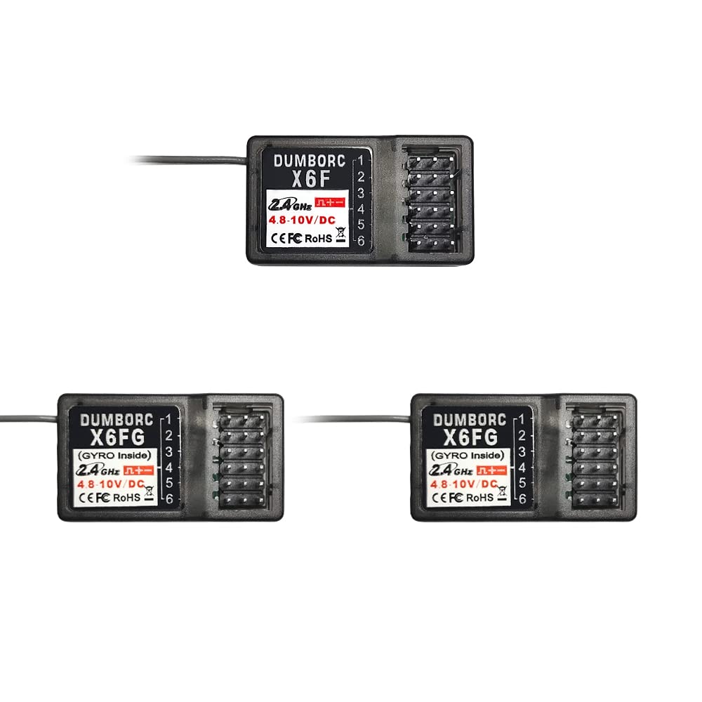 DUMBORC X6F & 2PCS X6FG Receiver Set 6 Channels RC Receiver for DUMBORC X4/X5/X6 Transmitter RC Car Boat Tank Drifting Car
