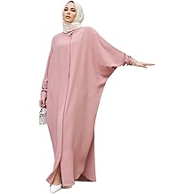 Womens Muslim Dress Ramadan Abaya Batwing Sleeve Henley Shirt Prayer Dress Kaftan Dubai Islamic Loose Maxi Dress