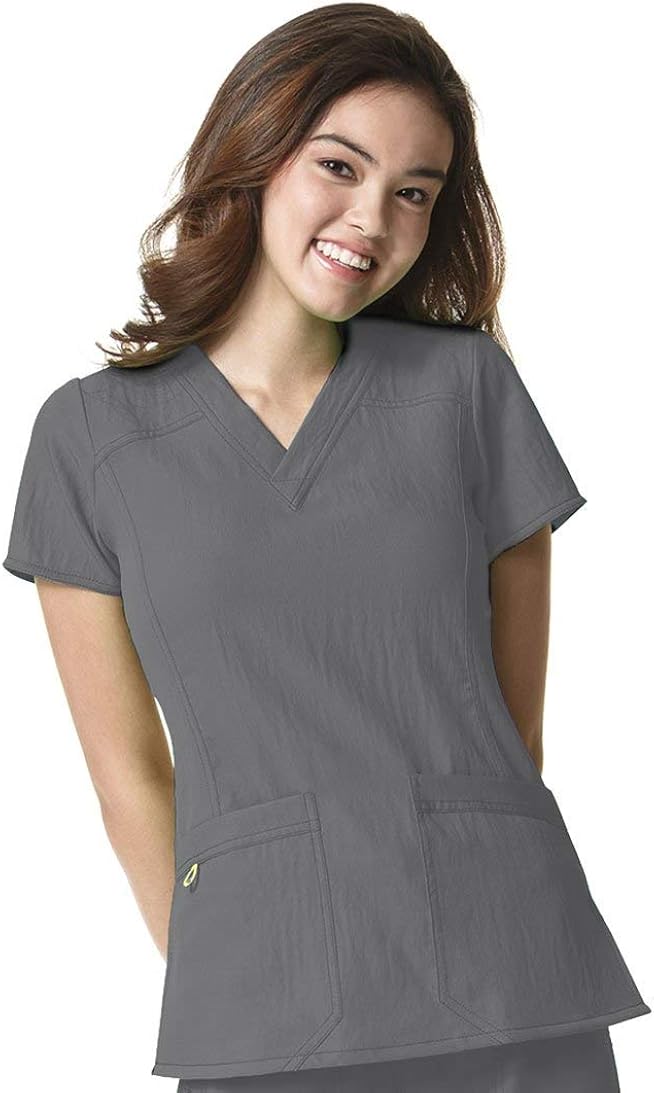 WonderWink Four-Stretch Women's Scrub Set Bundle- 6214 V-Neck Top & 5214 Cargo Pant & Marc Stevens Badge Reel: Clothing, Shoes & Jewelry