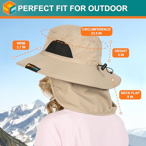 Image of SUN CUBE Wide Brim Sun Hat Men Women, Fishing Hats Sun UV Protection, Mens Hiking Bucket Hat Safari Beach Boonie, UPF 50+