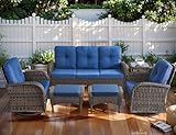 HUMMUH 6-Piece Patio Furniture PE Wicker Outdoor Conversation Set,All-Weather Rattan Swivel Rocker...