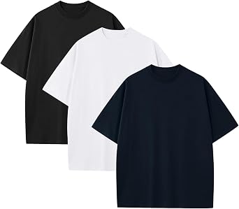 Ogfao Mens Oversized T-Shirts Heavyweight Unisex Cotton T Shirts Baggy Loose Fit Basic Tees Plain Tshirts