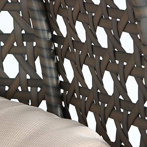 Deluxe Swing Chair Outdoor Furniture Pe Rattan Wicker Hanging Hammock With Stand, Cushioned Loveseat Chaise Lounger, Perfect For Patio, Garden, Porch, Backyard, House, Indoor Decor (Latte) #TOP4