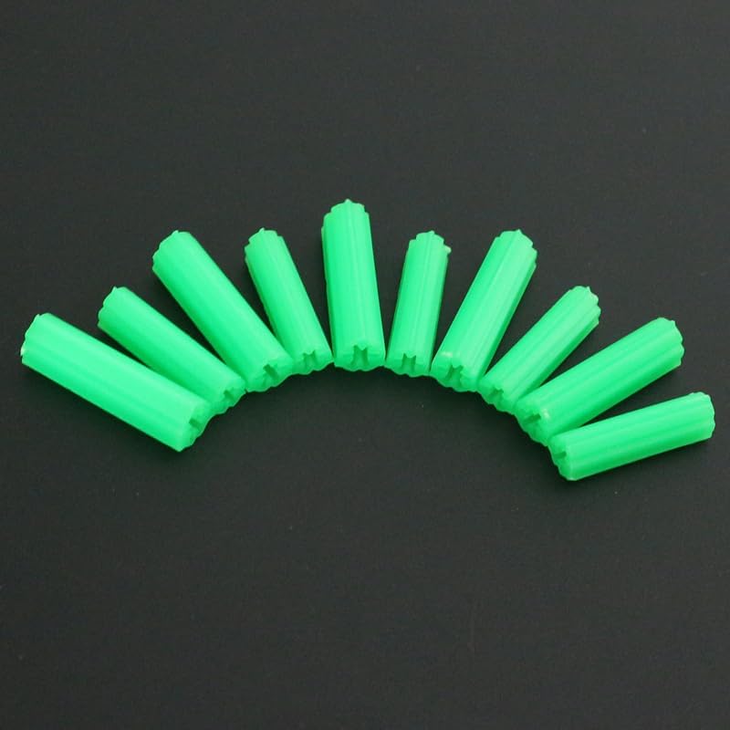 100/500PCS Plastic Expansion Pipe Green M6 M8 DryWall Plug Column Screw Anchor Expand Nails Self Drilling Home Pierced - (Color: M6 500PCS With Arc)