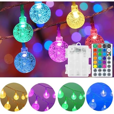 Mocalido 30ft Globe String Lights Battery Operated Outdoor Color Changing, 45 LEDs Christmas Lights with Remote Waterproof, RGB Hanging Lights for Indoor Outside Cover