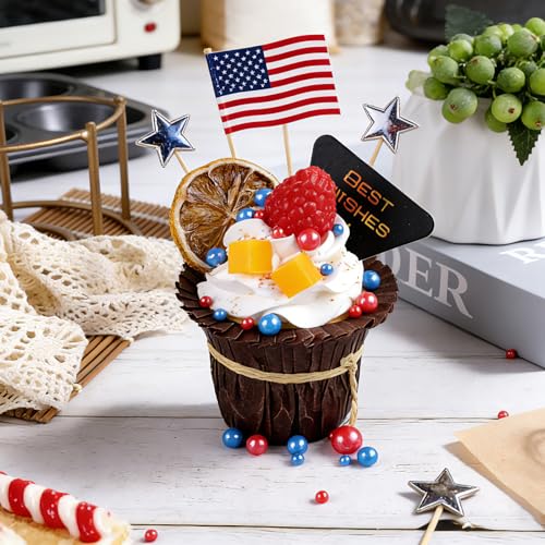 Image of 4th of July Red White and Blue Sprinkles for Cake Decorating, Patriotic Pearl Sprinkles 7.8oz 4 Colors Mix for Cake Cupcake Cookie Baking Donuts Ice Cream Toppings