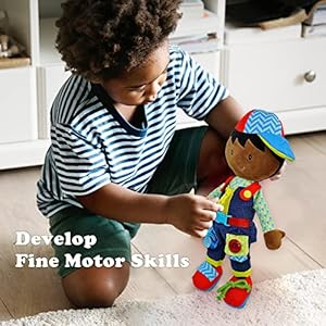 June garden 155 dressy friends lucas educational stuffed plush doll for kids and toddlers 2 years and up montessori buckle soft toy  urban country home decor