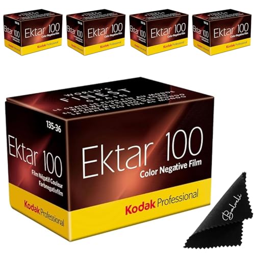 Kodak Ektar 100 35mm Film 4-Pack ISO 100 36 Exposure Color Film for 35mm Film Camera Includes Balveli Premium Microfiber Cloth