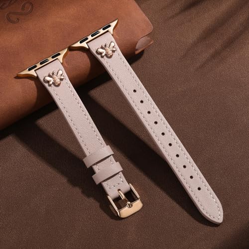 CeMiKa Slim Leather Straps Compatible with Apple Watch Strap 42mm 44mm 45mm 49mm 46mm - Image 3