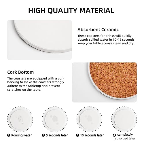 Dessous de verre en céramique absorbant motif lys avec support pour protection table - 5