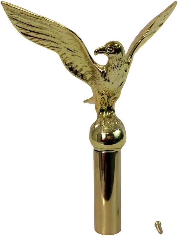 6.5 Gold Aluminum Flying Eagle, Brass Look, for Indoor or Parade Flagpole Finial Topper