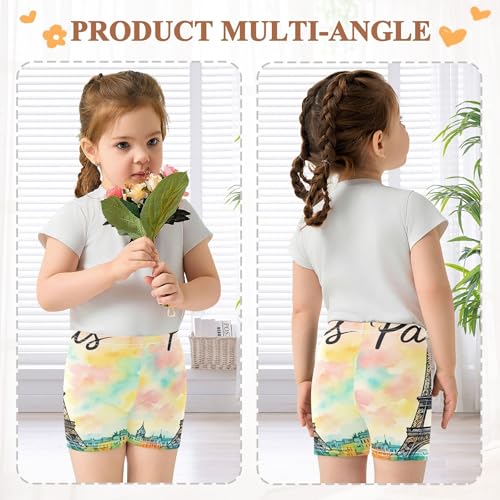 Paris Eiffel Tower Pastel Toddler Biker Shorts Girls 4t Shorts for Under Skirts Cotton Summer Outfits4