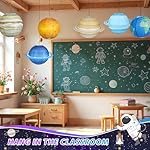 8 PCS Planet Paper Lanterns, 12 Inch Outer Space Party Decorations, Solar System Hanging Planets Lantern for Kids Space Theme Party Birthday Room Decorations - Image 5