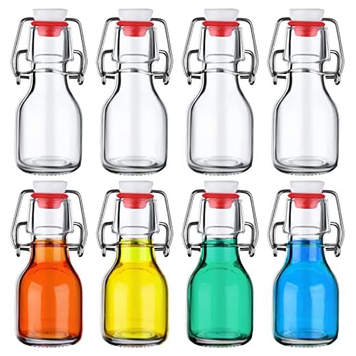 kekafu Garrafa de vidro com tampa flip top 8 peças – Garrafa com tampa para bebidas, óleo, vinagre, kombucha, cerveja, água, refrigerante, kefir – tampa hermética e tampa à prova de vazamento – transparente