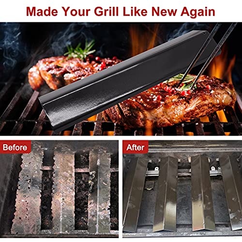 Adviace Set of 5 Heat Plate Shields for Brinkmann 810-3660-S, 810-2511-S, 810-2512-S Grill Replacement Parts, 15 3/8" Porcelain Steel Gas Grill Heat Tent Flame Tamer Replacement for Uniflame, Aussie.