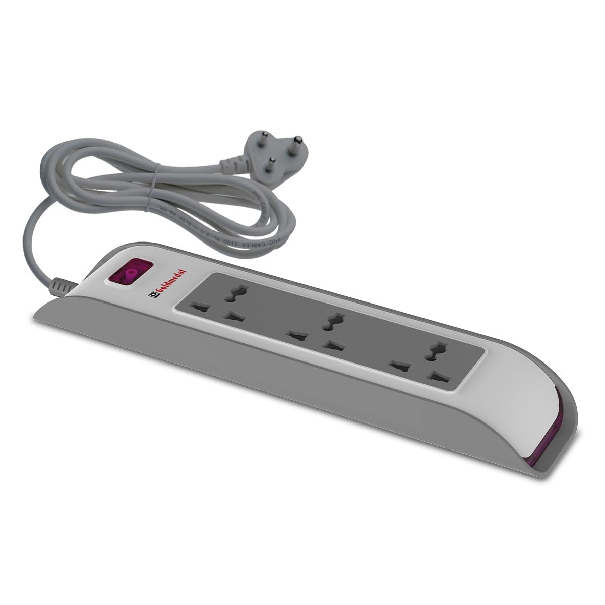 Goldmedal Taco 3x1 Spike Guard, Colour: White & Grey, Max Load: 10A, Sockets: 3-pin International Sockets & a 2-Pin Socket-image-48