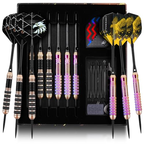Turnart Darts Metallspitze Set - Professionelle Darts Messing Barrels Stahlspitze Darts Darts Set 6 Stück 22/24 Gramm (Farbe)