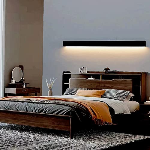 Apliques de pared largos de dormitorio LED modernos con tira de metal negro 3
