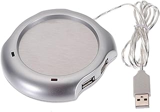 Leadigol 1PCS USB Beverage Warmer,Silver Beverage Cup 4 Port USB Hub Tea Coffee Electric Warmer Tea Cup Warmer for Home Office