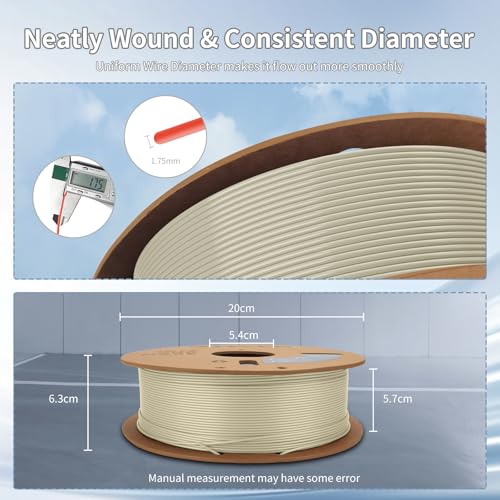 Image of 3DHoJor 3D Printer Filament Basic PLA Filament 1.75mm 300mm /s 1kg Cardboard Spool Dimensional Accuracy + /- 0.03 mm Fit Most 3D FDM Printer-Bone White