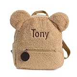 MT WORLD Plush Teddy Bear Backpack Personalized Cute Fuzzy Bear Ears Head Backpack Soft Fluffy Casual Sherpa Daypack Mini Shoulder Bag Purse Gifts (Khaki)